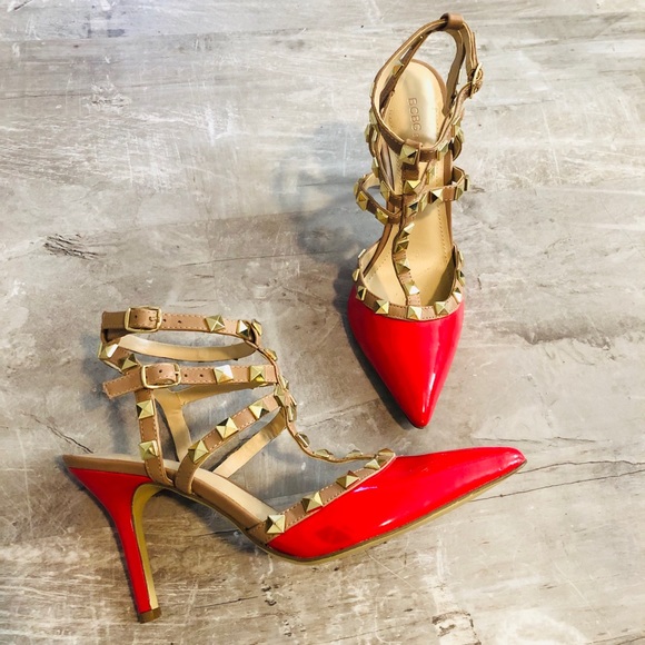 BCBGeneration Shoes - BCBG Rock Studded Heels- Red
